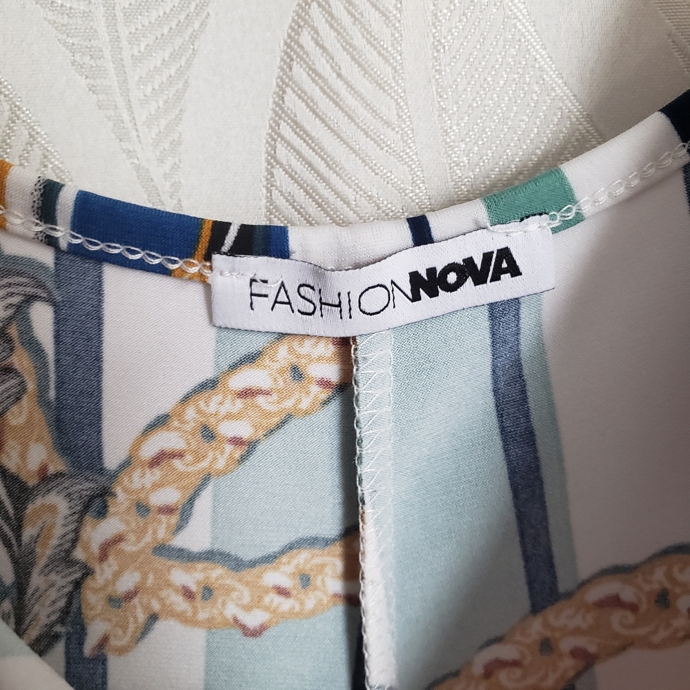 Fashion Nova Striped Multicolor Chain Print Bodycon Romper - Picture 5 of 8